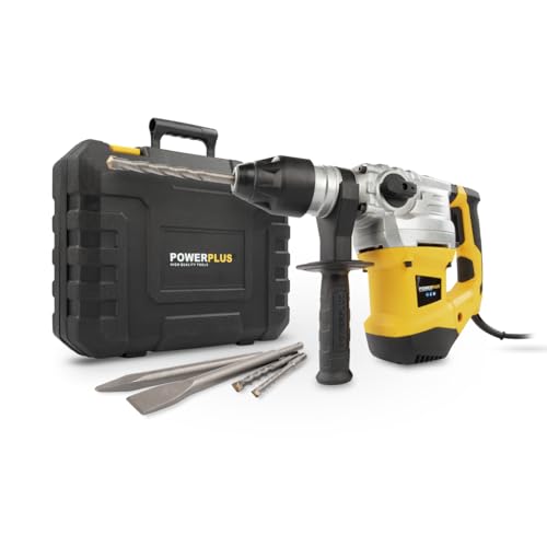 POWER plus Kombibohrmaschine POWX1195 Kombibohrer zum Bohren, Meisseln und Hämmern – Kombihammer für Beton, Mauerwerk und Holz im Set mit Koffer und Zubehör wie Meissel und Bohrer von POWERPLUS