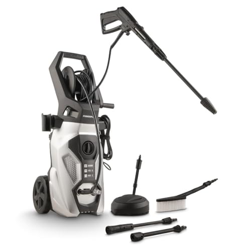 Powerplus Elektrischer Hochdruckreiniger POWXG90504-2200 Watt Terrassenreiniger, Start/Stopp-Funktion, Max. 170 Bar Druck und 50°C Temperatur, 8 m Schlauch und Zubehör inbegriffen von POWERPLUS