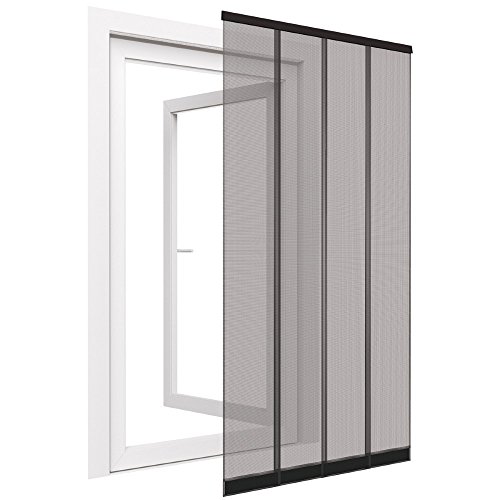 Insektenschutz Tür Vorhang Premium in anthrazit Fliegengitter aus Fiberglas Lamellen mit eingenähten Gewichten und Selbstklebender PVC Klemmleiste Fliegenvorhang, Größe:100 x 220 cm von DILUMA