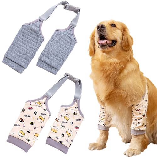 Powerruif 2 Stück Recovery Sleeve Hund, Ellenbogenbandage Hund Liegeschwielen Hund Euioovm Pet Knee Pads für Mittelgroße und Große Hunde Verhindert Das Lecken Von Wunden (Gelb Grau XXL) von Powerruif