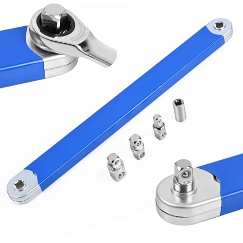 Powerruif Gekröpfter verlängerungsschlüssel Offset Extension Wrench mit 1/2", 1/4" und 3/8" Antriebsadapter Multifunktion Ratsche Verlängerungsschlüssel für Mechaniker Garagenhandwerker Autoreparatur von Powerruif