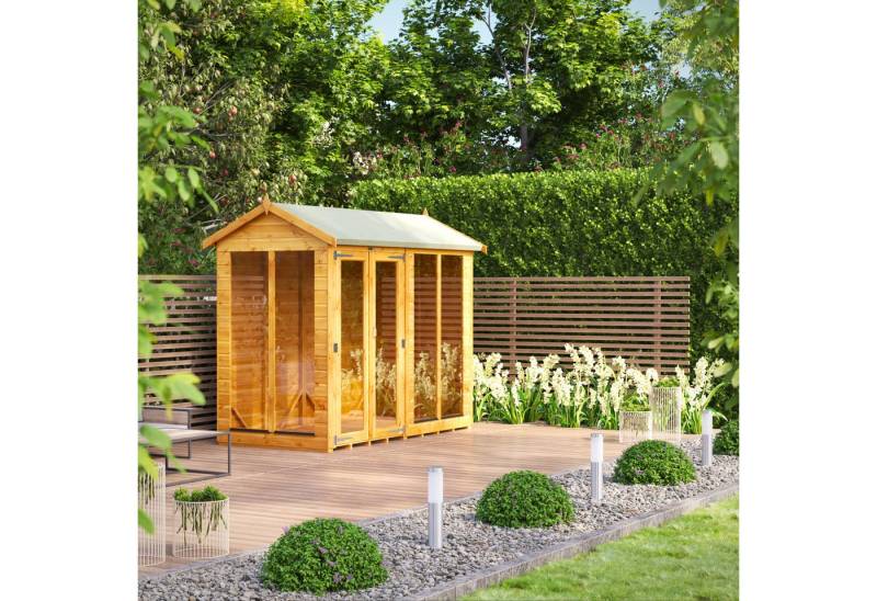 Powersheds Gartenhaus Sommerhäus mit Satteldach aus Nut- und Feder Vollholz, BxT: 300x120 cm, (Polyester-verstärkte Dachpappe, gehärtetes Glas, hochwertiges Holz), Hochwertiges Holz von Powersheds