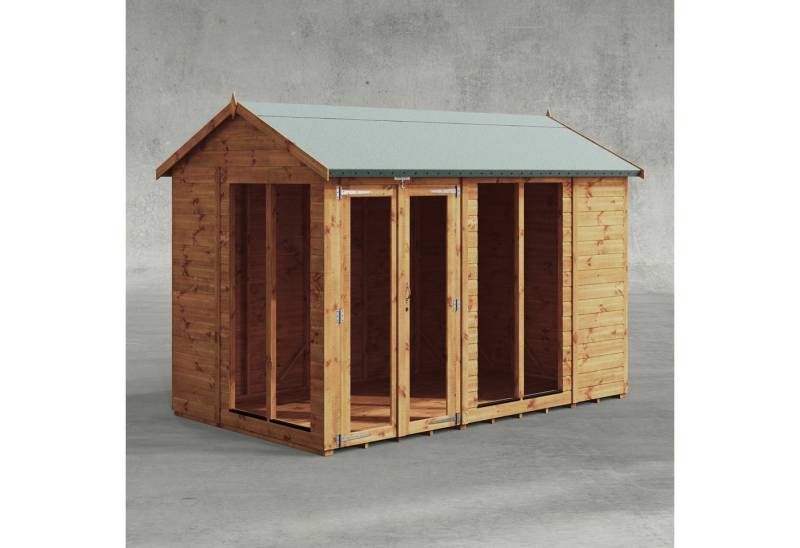 Powersheds Gartenhaus Sommerhäus mit Satteldach aus Nut- und Feder Vollholz, BxT: 300x180 cm, (Polyester-verstärkte Dachpappe, gehärtetes Glas, hochwertiges Holz), Hochwertiges Holz von Powersheds