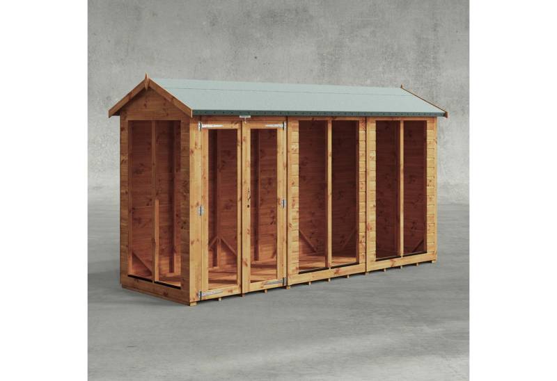 Powersheds Gartenhaus Sommerhäus mit Satteldach aus Nut- und Feder Vollholz, BxT: 360x120 cm, (Polyester-verstärkte Dachpappe, gehärtetes Glas, hochwertiges Holz), Hochwertiges Holz von Powersheds