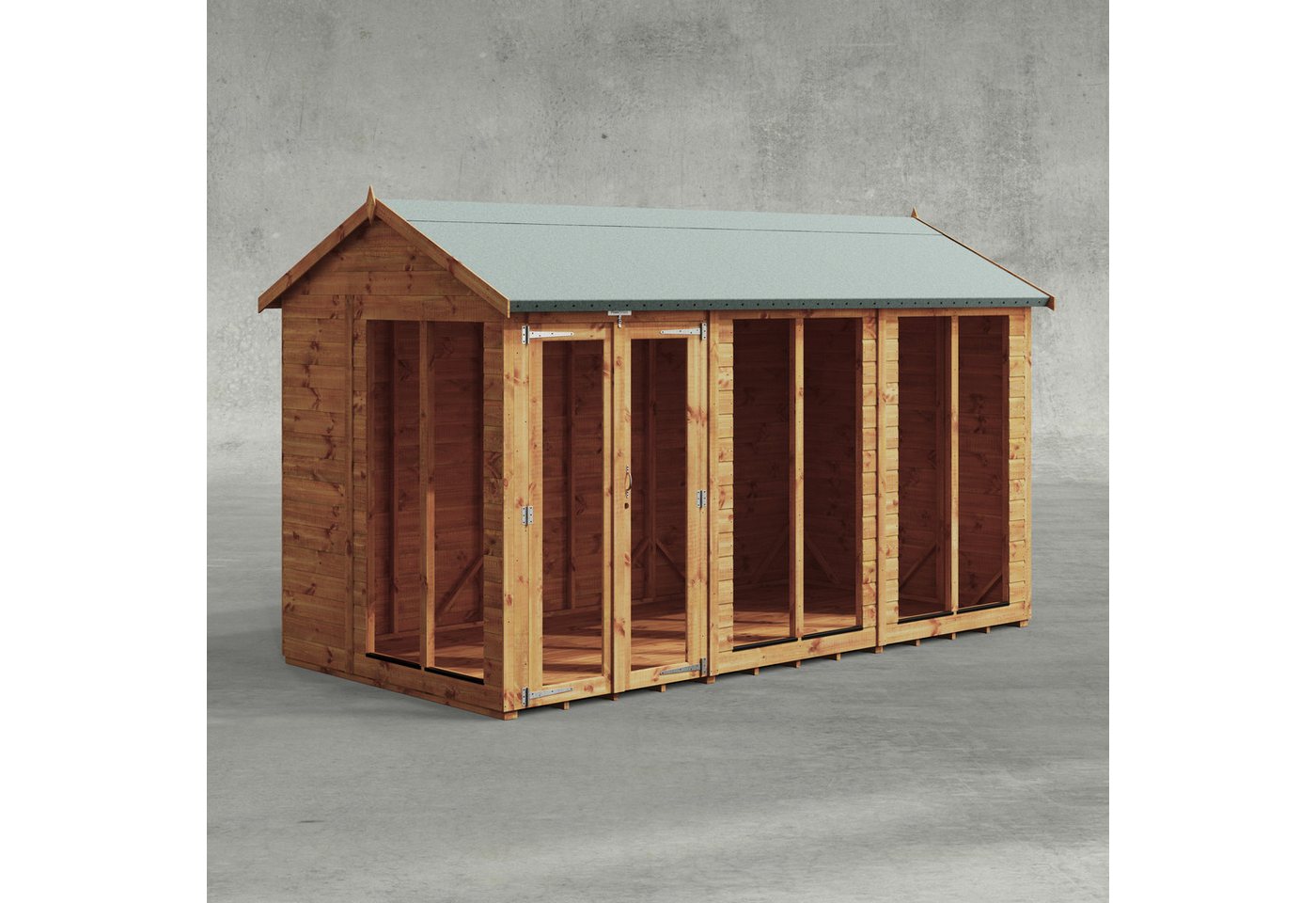 Powersheds Gartenhaus Sommerhäus mit Satteldach aus Nut- und Feder Vollholz, BxT: 360x180 cm, (Polyester-verstärkte Dachpappe, gehärtetes Glas, hochwertiges Holz), Hochwertiges Holz von Powersheds