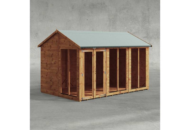 Powersheds Gartenhaus Sommerhäus mit Satteldach aus Nut- und Feder Vollholz, BxT: 360x240 cm, (Polyester-verstärkte Dachpappe, gehärtetes Glas, hochwertiges Holz), Hochwertiges Holz von Powersheds