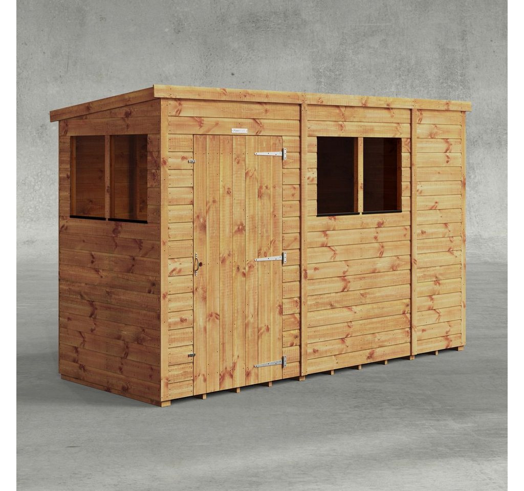 Powersheds Gartenhaus mit Pultdach aus Nut- und Feder Vollholz, BxT: 300x120 cm, (Polyester-verstärkte Dachpappe, gehärtetes Glas, hochwertiges Holz) von Powersheds