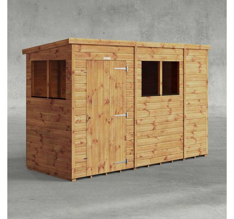 Powersheds Gartenhaus mit Pultdach aus Nut- und Feder Vollholz, BxT: 300x120 cm, (Polyester-verstärkte Dachpappe, gehärtetes Glas, hochwertiges Holz) von Powersheds