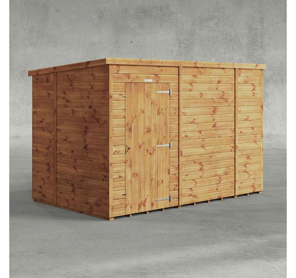 Powersheds Gartenhaus mit Pultdach aus Nut- und Feder Vollholz, BxT: 300x180 cm, (Polyester-verstärkte Dachpappe, gehärtetes Glas, hochwertiges Holz), Hochwertiges Holz von Powersheds