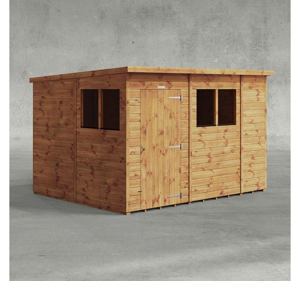 Powersheds Gartenhaus mit Pultdach aus Nut- und Feder Vollholz, BxT: 300x240 cm, (Polyester-verstärkte Dachpappe, gehärtetes Glas, hochwertiges Holz), Hochwertiges Holz von Powersheds