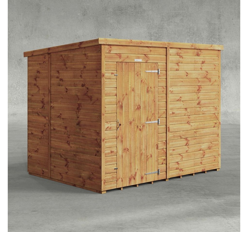 Powersheds Gartenhaus mit Pultdach aus Nut- und Feder Vollholz ohne Fenster, BxT: 240x180 cm, (Polyester-verstärkte Dachpappe, gehärtetes Glas, hochwertiges Holz), Hochwertiges Holz von Powersheds