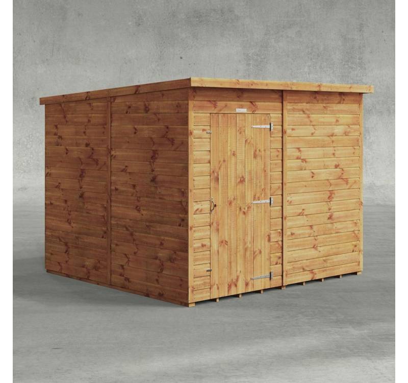 Powersheds Gartenhaus mit Pultdach aus Nut- und Feder Vollholz ohne Fenster, BxT: 240x240 cm, (Polyester-verstärkte Dachpappe, gehärtetes Glas, hochwertiges Holz), Hochwertiges Holz von Powersheds