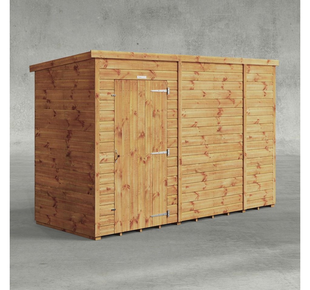 Powersheds Gartenhaus mit Pultdach aus Nut- und Feder Vollholz ohne Fenster, BxT: 300x120 cm, (Polyester-verstärkte Dachpappe, gehärtetes Glas, hochwertiges Holz), Hochwertiges Holz von Powersheds