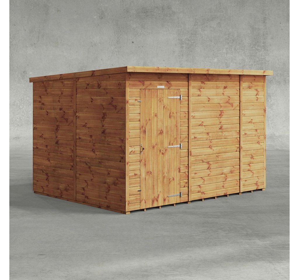 Powersheds Gartenhaus mit Pultdach aus Nut- und Feder Vollholz ohne Fenster, BxT: 300x240 cm, (Polyester-verstärkte Dachpappe, gehärtetes Glas, hochwertiges Holz), Hochwertiges Holz von Powersheds