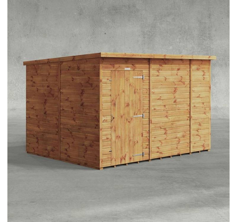 Powersheds Gartenhaus mit Pultdach aus Nut- und Feder Vollholz ohne Fenster, BxT: 300x240 cm, (Polyester-verstärkte Dachpappe, gehärtetes Glas, hochwertiges Holz), Hochwertiges Holz von Powersheds