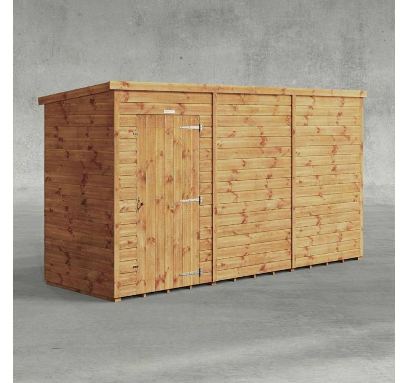 Powersheds Gartenhaus mit Pultdach aus Nut- und Feder Vollholz ohne Fenster, BxT: 360x120 cm, (Polyester-verstärkte Dachpappe, gehärtetes Glas, hochwertiges Holz), Hochwertiges Holz von Powersheds