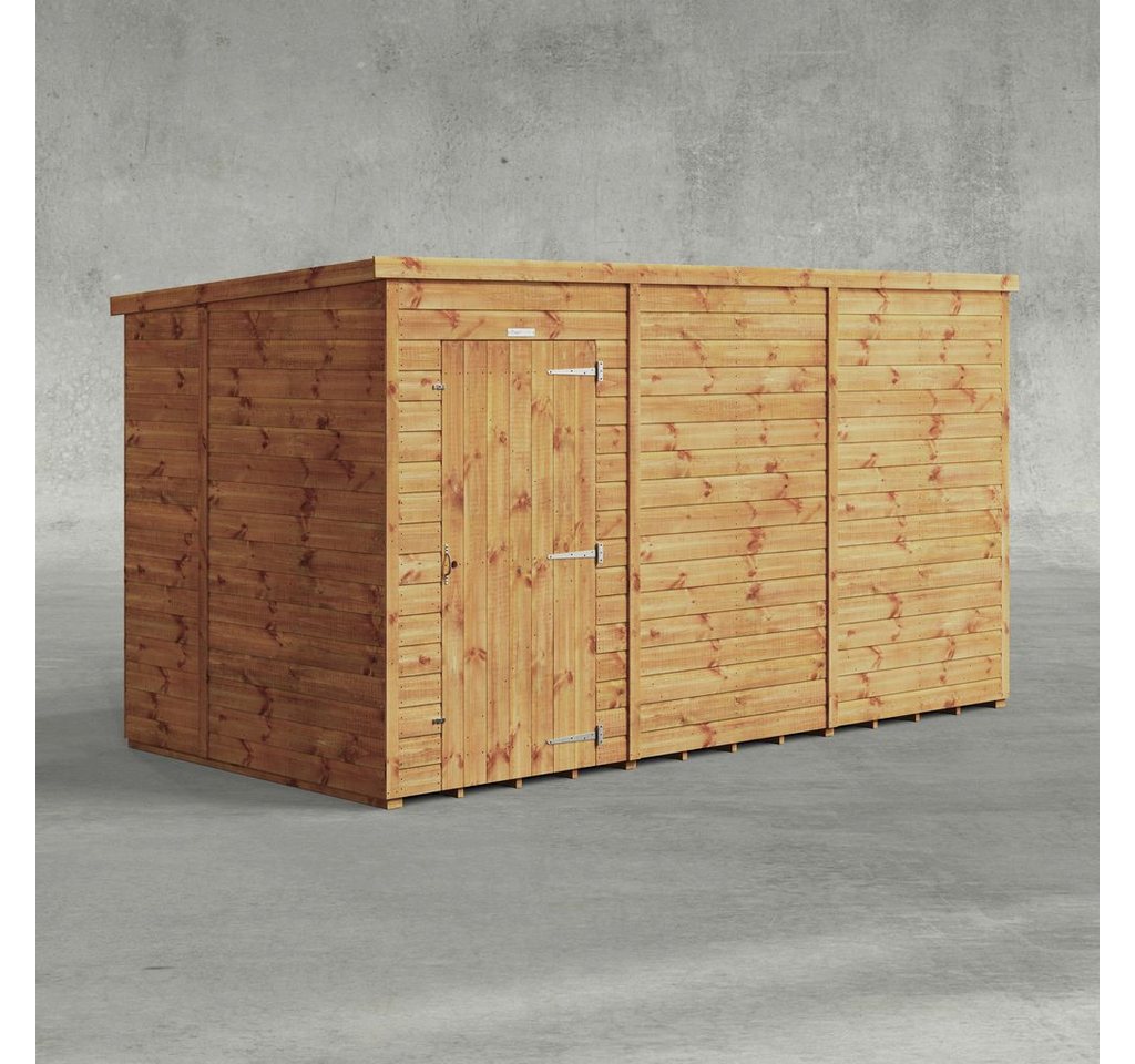 Powersheds Gartenhaus mit Pultdach aus Nut- und Feder Vollholz ohne Fenster, BxT: 360x180 cm, (Polyester-verstärkte Dachpappe, gehärtetes Glas, hochwertiges Holz), Hochwertiges Holz von Powersheds