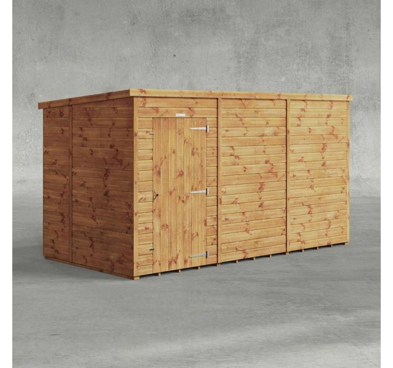 Powersheds Gartenhaus mit Pultdach aus Nut- und Feder Vollholz ohne Fenster, BxT: 360x180 cm, (Polyester-verstärkte Dachpappe, gehärtetes Glas, hochwertiges Holz), Hochwertiges Holz von Powersheds