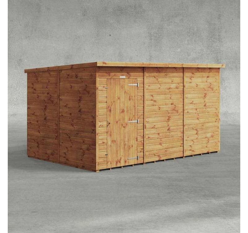 Powersheds Gartenhaus mit Pultdach aus Nut- und Feder Vollholz ohne Fenster, BxT: 360x240 cm, (Polyester-verstärkte Dachpappe, gehärtetes Glas, hochwertiges Holz), Hochwertiges Holz von Powersheds