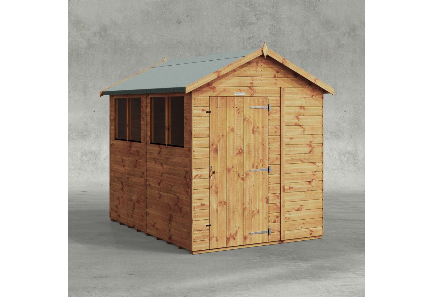 Powersheds Gartenhaus mit Satteldach aus Nut- und Feder Vollholz, BxT: 240x180 cm, (Polyester-verstärkte Dachpappe, gehärtetes Glas, hochwertiges Holz), Hochwertiges Holz von Powersheds