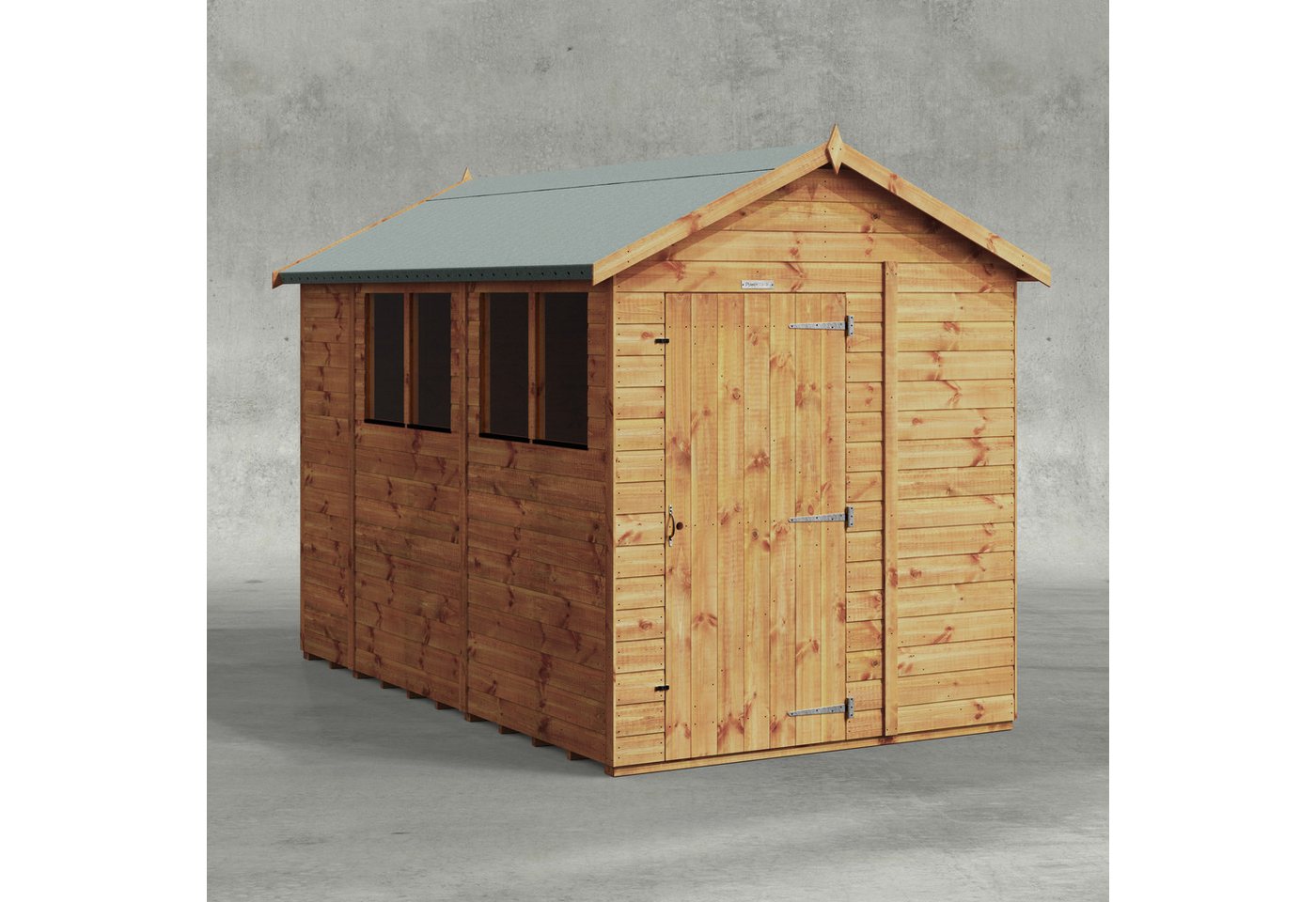 Powersheds Gartenhaus mit Satteldach aus Nut- und Feder Vollholz, BxT: 300x180 cm, (Polyester-verstärkte Dachpappe, gehärtetes Glas, hochwertiges Holz), Hochwertiges Holz von Powersheds