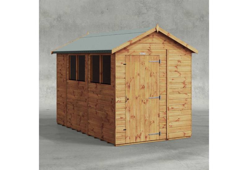 Powersheds Gartenhaus mit Satteldach aus Nut- und Feder Vollholz, BxT: 300x180 cm, (Polyester-verstärkte Dachpappe, gehärtetes Glas, hochwertiges Holz), Hochwertiges Holz von Powersheds