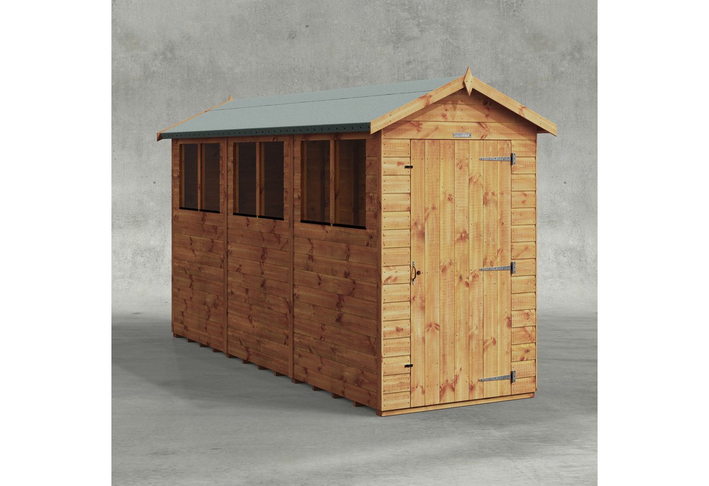 Powersheds Gartenhaus mit Satteldach aus Nut- und Feder Vollholz, BxT: 360x120 cm, (Polyester-verstärkte Dachpappe, gehärtetes Glas, hochwertiges Holz), Hochwertiges Holz von Powersheds
