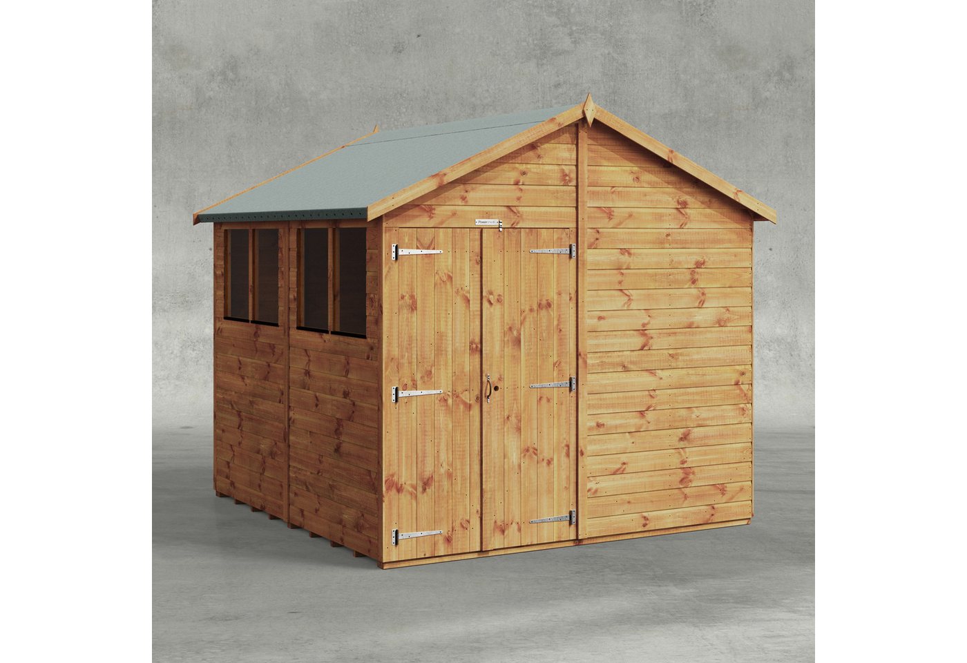 Powersheds Gartenhaus mit Satteldach aus Nut- und Feder Vollholz mit Doppeltür, BxT: 240x240 cm, (Polyester-verstärkte Dachpappe, gehärtetes Glas, hochwertiges Holz), Hochwertiges Holz von Powersheds