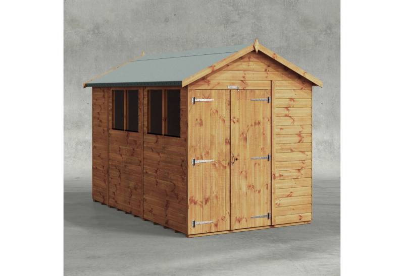 Powersheds Gartenhaus mit Satteldach aus Nut- und Feder Vollholz mit Doppeltür, BxT: 300x180 cm, (Polyester-verstärkte Dachpappe, gehärtetes Glas, hochwertiges Holz), Hochwertiges Holz von Powersheds