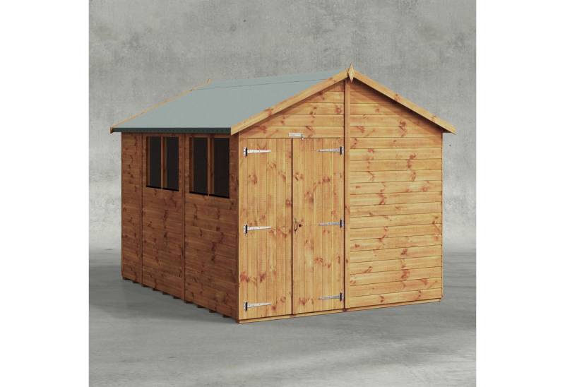 Powersheds Gartenhaus mit Satteldach aus Nut- und Feder Vollholz mit Doppeltür, BxT: 300x240 cm, (Polyester-verstärkte Dachpappe, gehärtetes Glas, hochwertiges Holz), Hochwertiges Holz von Powersheds