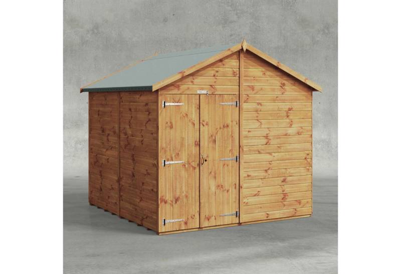 Powersheds Gartenhaus mit Satteldach aus Nut- und Feder Vollholz mit Doppeltür ohne Fenster, BxT: 240x240 cm, (Polyester-verstärkte Dachpappe, gehärtetes Glas, hochwertiges Holz), Hochwertiges Holz von Powersheds