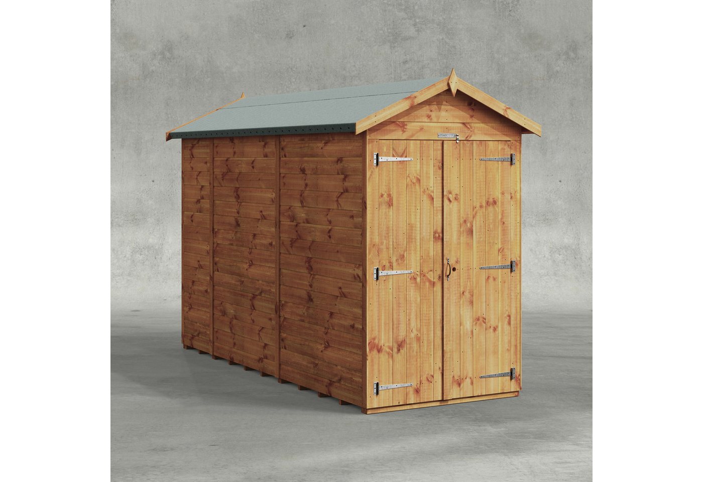 Powersheds Gartenhaus mit Satteldach aus Nut- und Feder Vollholz mit Doppeltür ohne Fenster, BxT: 300x120 cm, (Polyester-verstärkte Dachpappe, gehärtetes Glas, hochwertiges Holz), Hochwertiges Holz von Powersheds