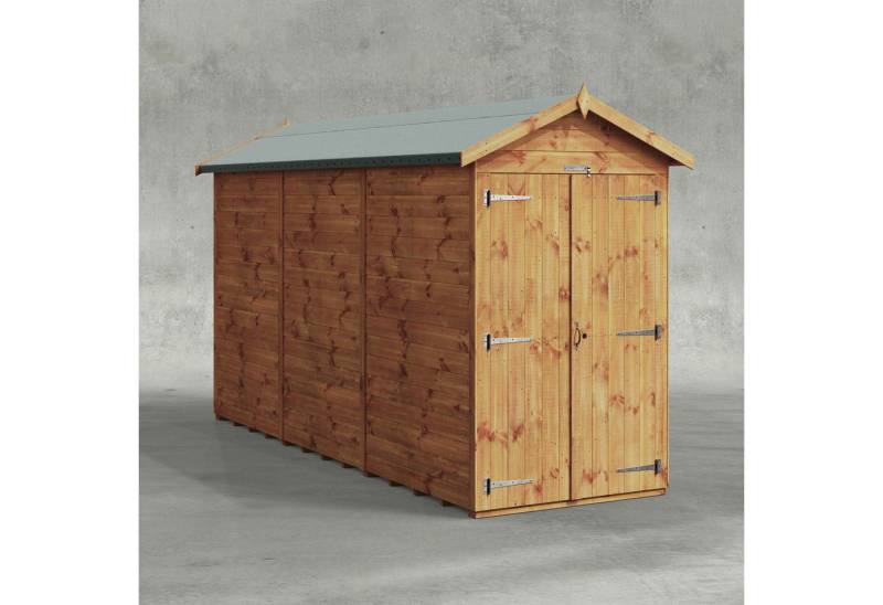 Powersheds Gartenhaus mit Satteldach aus Nut- und Feder Vollholz mit Doppeltür ohne Fenster, BxT: 360x120 cm, (Polyester-verstärkte Dachpappe, gehärtetes Glas, hochwertiges Holz), Hochwertiges Holz von Powersheds