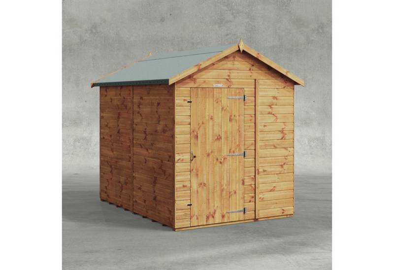 Powersheds Gartenhaus mit Satteldach aus Nut- und Feder Vollholz ohne Fenster, BxT: 240x180 cm, (Polyester-verstärkte Dachpappe, gehärtetes Glas, hochwertiges Holz), Hochwertiges Holz von Powersheds