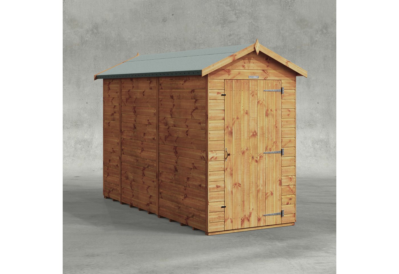 Powersheds Gartenhaus mit Satteldach aus Nut- und Feder Vollholz ohne Fenster, BxT: 300x120 cm, (Polyester-verstärkte Dachpappe, gehärtetes Glas, hochwertiges Holz), Hochwertiges Holz von Powersheds