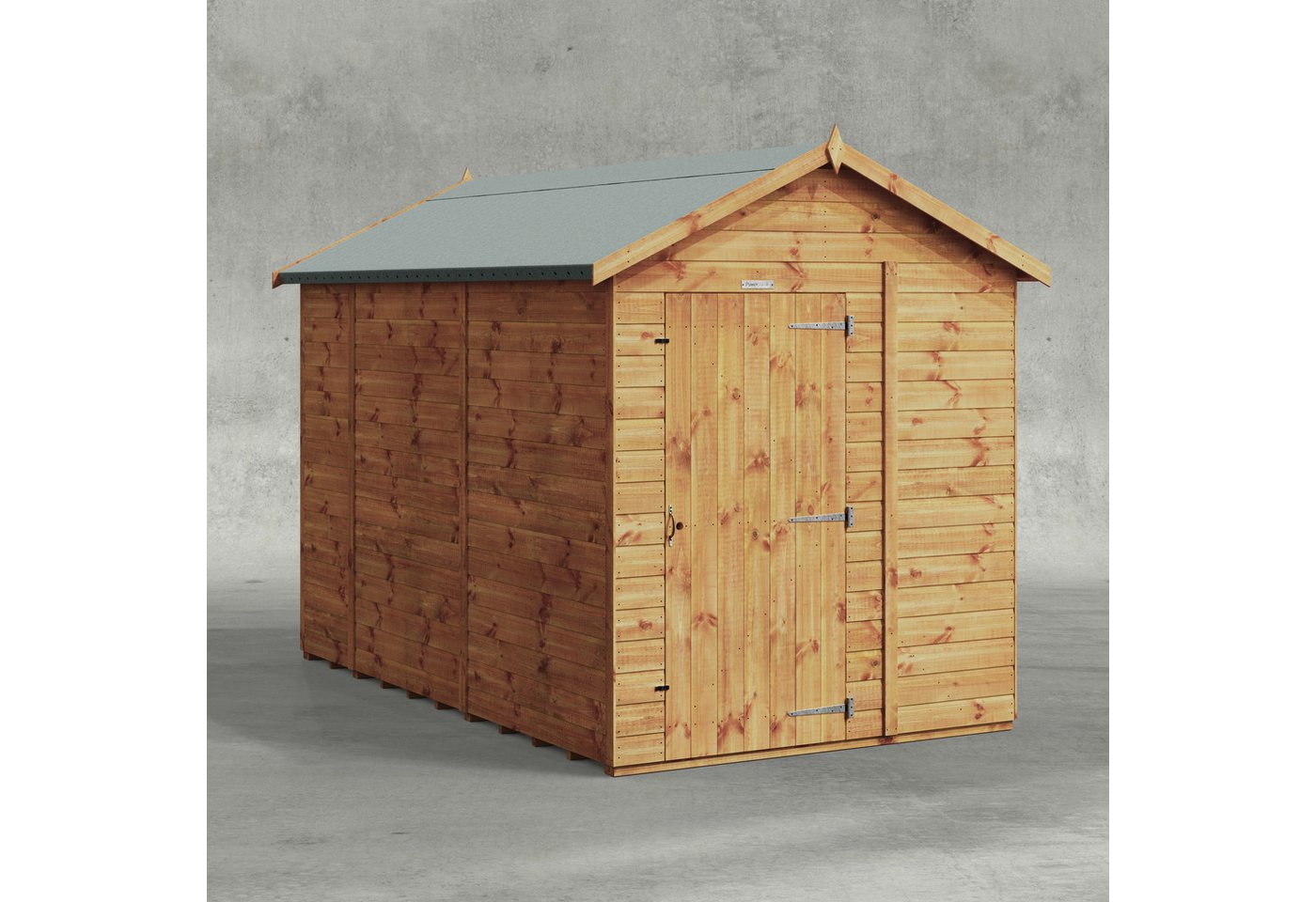 Powersheds Gartenhaus mit Satteldach aus Nut- und Feder Vollholz ohne Fenster, BxT: 300x180 cm, (Polyester-verstärkte Dachpappe, gehärtetes Glas, hochwertiges Holz), Hochwertiges Holz von Powersheds