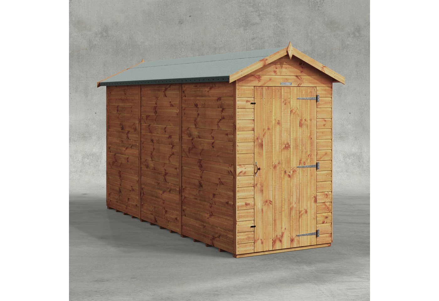 Powersheds Gartenhaus mit Satteldach aus Nut- und Feder Vollholz ohne Fenster, BxT: 360x120 cm, (Polyester-verstärkte Dachpappe, gehärtetes Glas, hochwertiges Holz), Hochwertiges Holz von Powersheds