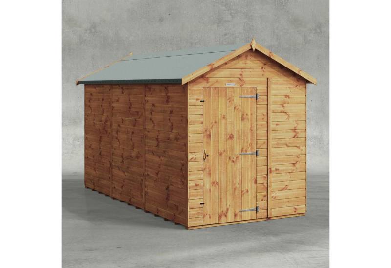 Powersheds Gartenhaus mit Satteldach aus Nut- und Feder Vollholz ohne Fenster, BxT: 360x180 cm, (Polyester-verstärkte Dachpappe, gehärtetes Glas, hochwertiges Holz), Hochwertiges Holz von Powersheds