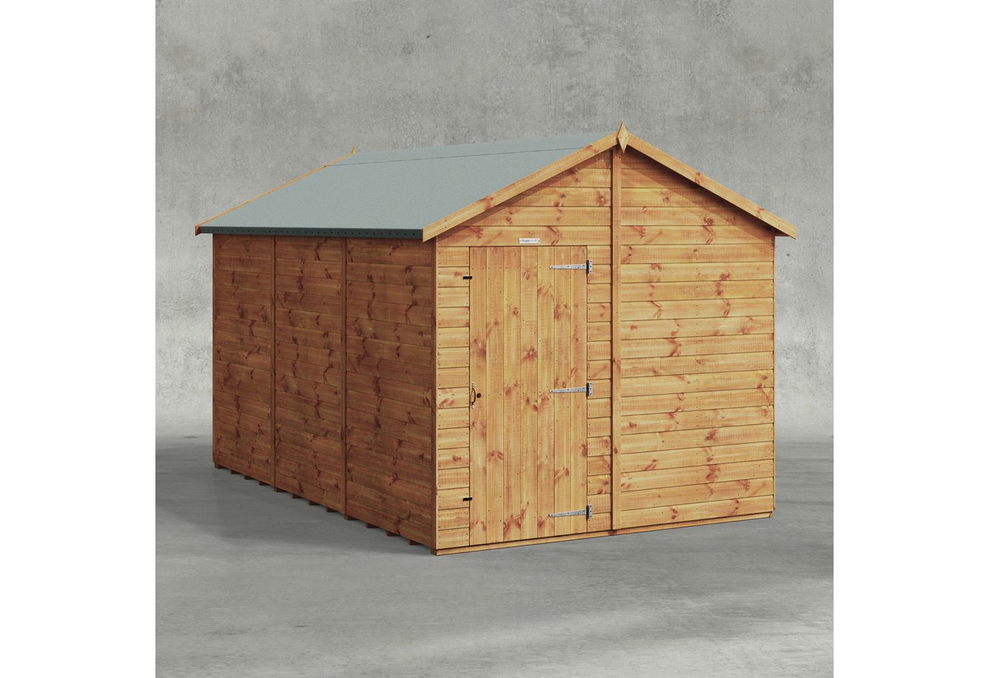 Powersheds Gartenhaus mit Satteldach aus Nut- und Feder Vollholz ohne Fenster, BxT: 360x240 cm, (Polyester-verstärkte Dachpappe, gehärtetes Glas, hochwertiges Holz), Hochwertiges Holz von Powersheds