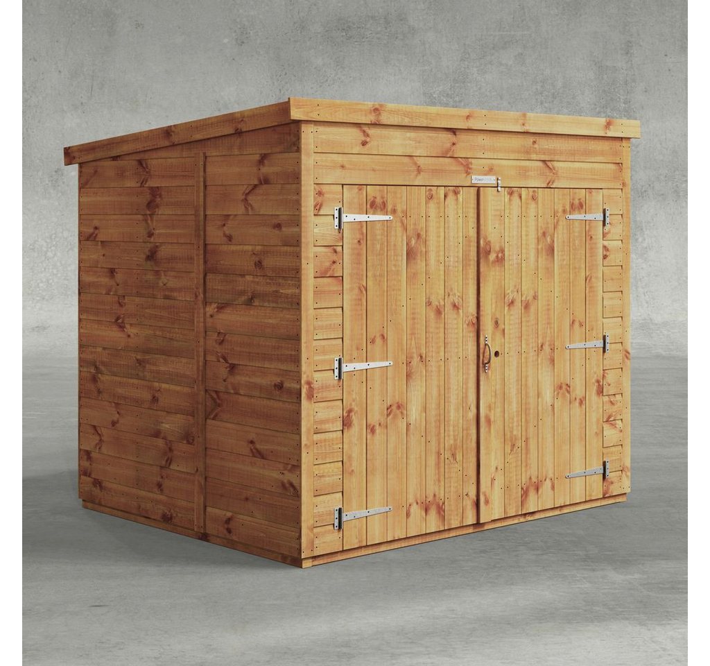 Powersheds Gerätehaus Fahrradschuppen mit Pultdach aus Nut- und Feder Vollholz, BxT: 180x150 cm, (Polyester-verstärkte Dachpappe, gehärtetes Glas, hochwertiges Holz), Hochwertiges Holz von Powersheds