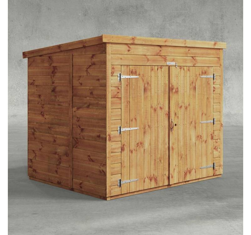 Powersheds Gerätehaus Fahrradschuppen mit Pultdach aus Nut- und Feder Vollholz, BxT: 180x150 cm, (Polyester-verstärkte Dachpappe, gehärtetes Glas, hochwertiges Holz), Hochwertiges Holz von Powersheds
