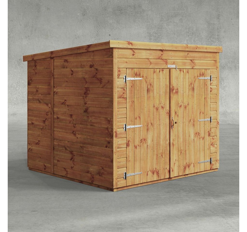 Powersheds Gerätehaus Fahrradschuppen mit Pultdach aus Nut- und Feder Vollholz, BxT: 180x180 cm, (Polyester-verstärkte Dachpappe, gehärtetes Glas, hochwertiges Holz), Hochwertiges Holz von Powersheds
