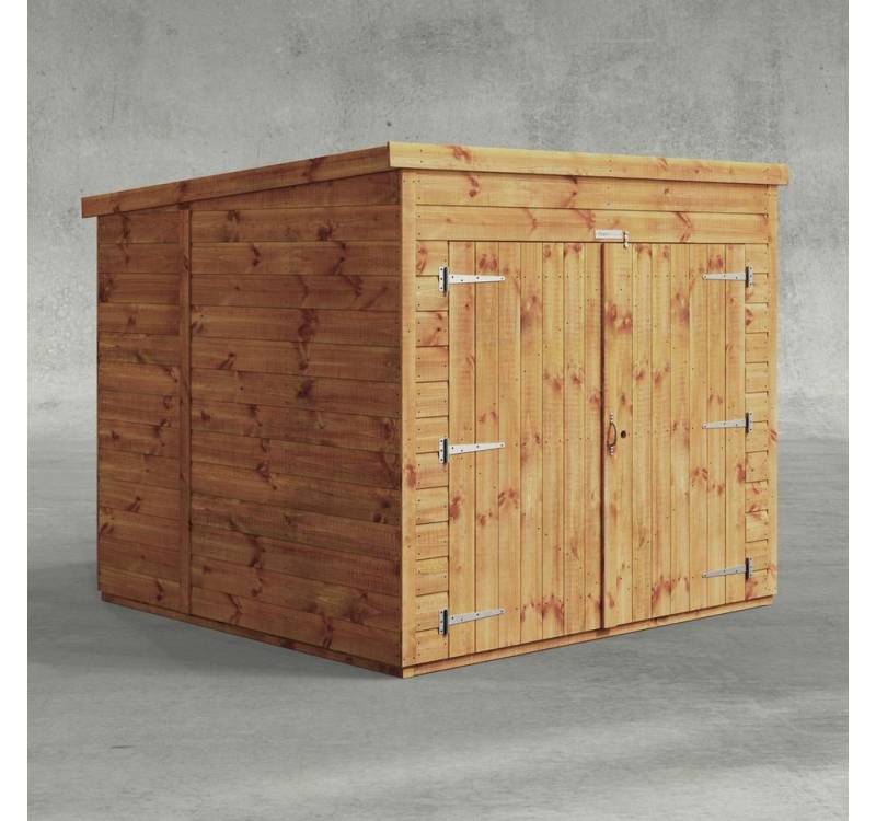 Powersheds Gerätehaus Fahrradschuppen mit Pultdach aus Nut- und Feder Vollholz, BxT: 180x180 cm, (Polyester-verstärkte Dachpappe, gehärtetes Glas, hochwertiges Holz), Hochwertiges Holz von Powersheds