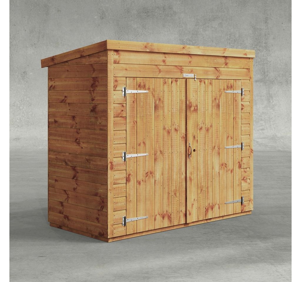 Powersheds Gerätehaus Fahrradschuppen mit Pultdach aus Nut- und Feder Vollholz, BxT: 180x90 cm, (Polyester-verstärkte Dachpappe, gehärtetes Glas, hochwertiges Holz), Hochwertiges Holz von Powersheds