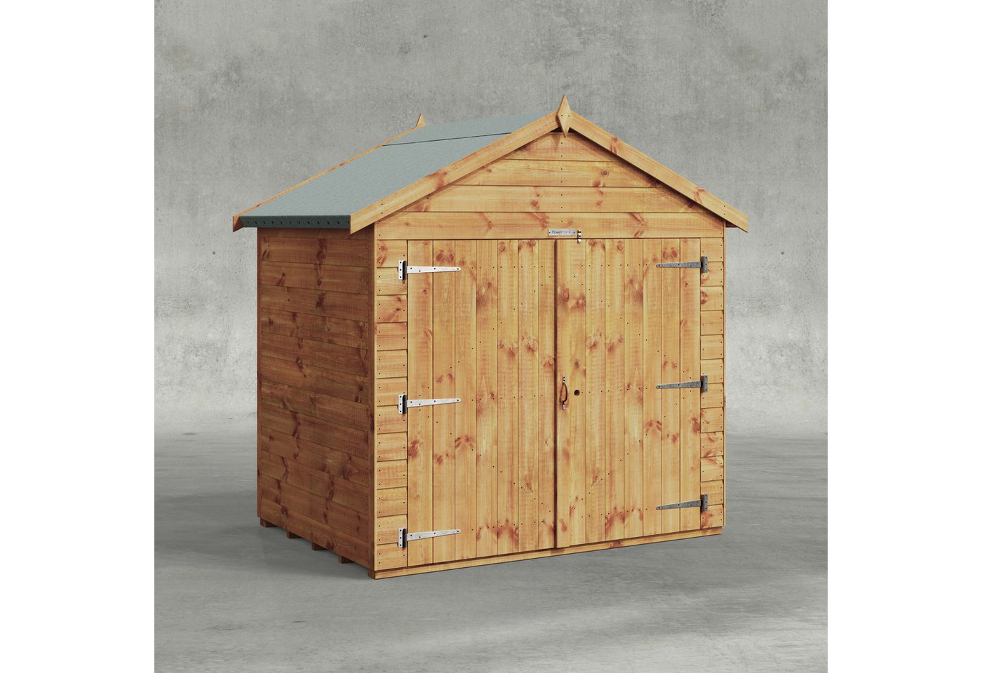 Powersheds Gerätehaus Fahrradschuppen mit Satteldach aus Nut- und Feder Vollholz, BxT: 120x180 cm, (Polyester-verstärkte Dachpappe, gehärtetes Glas, hochwertiges Holz), Hochwertiges Holz von Powersheds