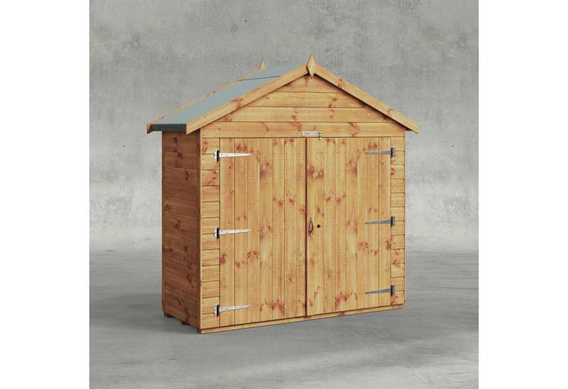 Powersheds Gerätehaus Fahrradschuppen mit Satteldach aus Nut- und Feder Vollholz, BxT: 60x180 cm, (Polyester-verstärkte Dachpappe, gehärtetes Glas, hochwertiges Holz), Hochwertiges Holz von Powersheds