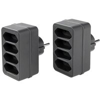 Powertec Electric 4-fach Steckdosenadapter - Grau, 2er-Set von Powertec Electric