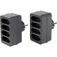 4-fach Steckdosenadapter - Grau, 2er-Set von Powertec Electric