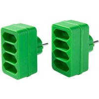 4-fach Steckdosenadapter - Grün, 2er-Set von Powertec Electric