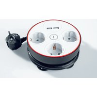 Clevere 3-fach Steckdose mit Kabelbefestigungseinrichtung schwarz/weiß von Powertec Electric